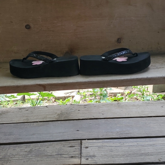 Black Sparkle Platform Sandals - Picture 3 of 5